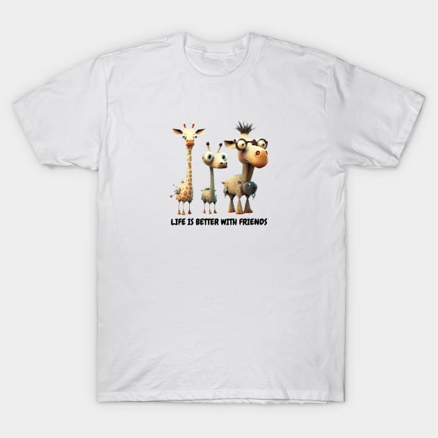 Life is Better with Friends Graphic, Cute Animal Friends Design, Giraffe Lover, Best Friends, Loving Life T-Shirt by Coffee Conceptions